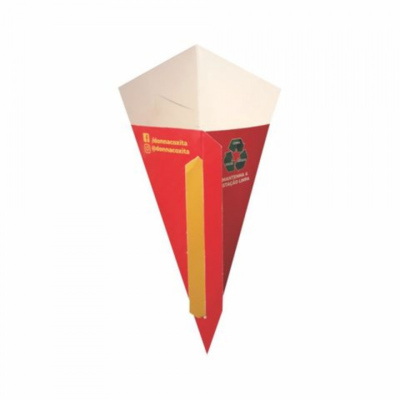 EMBALAGEM CONE COM SUPORTE PARA MOLHO 22CM PERSONALIZADA - 1000 UNID EMBALAGEM CONE COM SUPORTE PARA MOLHO 22CM PERSONALIZADA - 1000 UNID