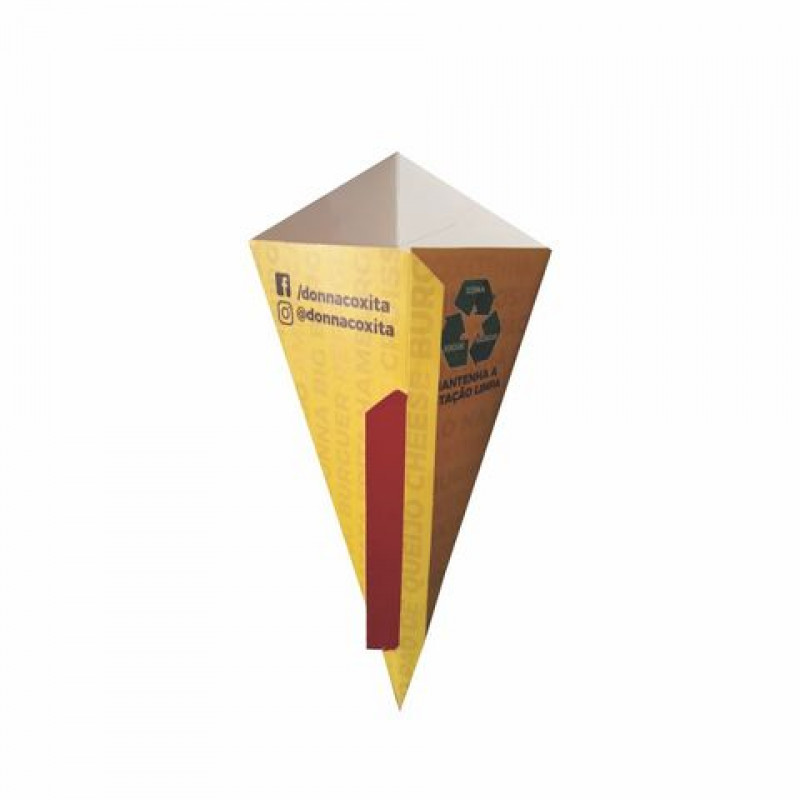 EMBALAGEM CONE COM SUPORTE PARA MOLHO 30CM PERSONALIZADO - 1000 UNID EMBALAGEM CONE COM SUPORTE PARA MOLHO 30CM PERSONALIZADO - 1000 UNID